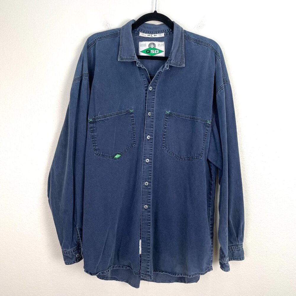 Vintage Quicksilver Mens Large Salt Water Denim Long Sleeve Button Up Shirt‎